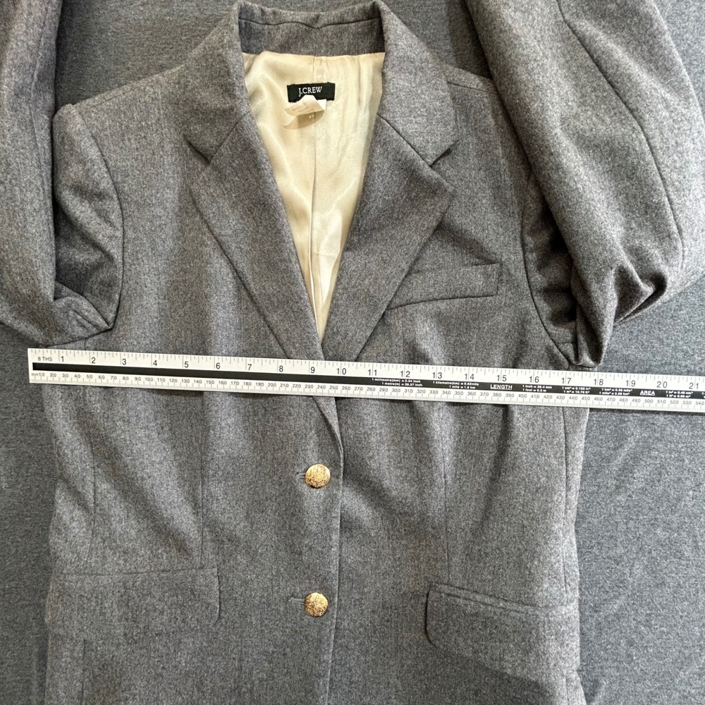 J.Crew Schoolboy Blazer Women 6 Gray Wool Gold Crest Button Jacket - Picture 11 of 14